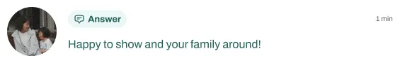 Answer bubble offering travel support for a family in Nara